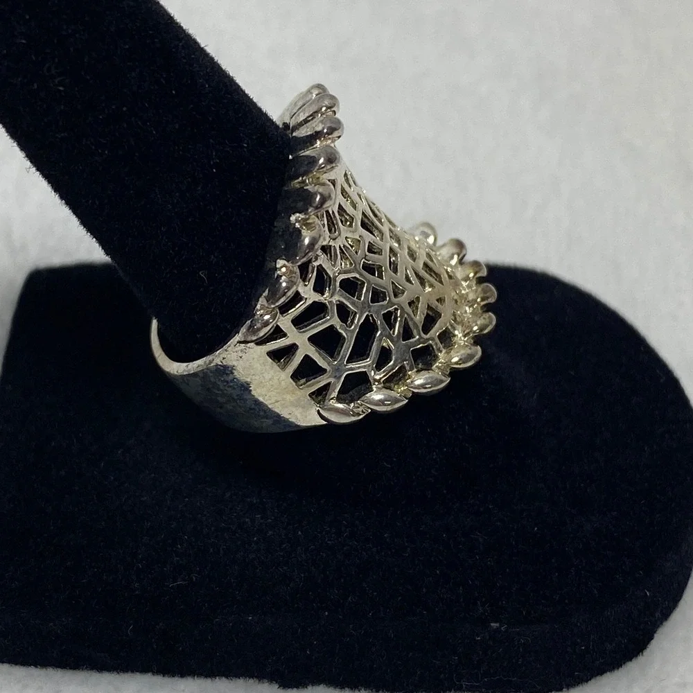 Sterling Silver‎ Filigree Open Weave Geometric Ring Statement Ring Size 7